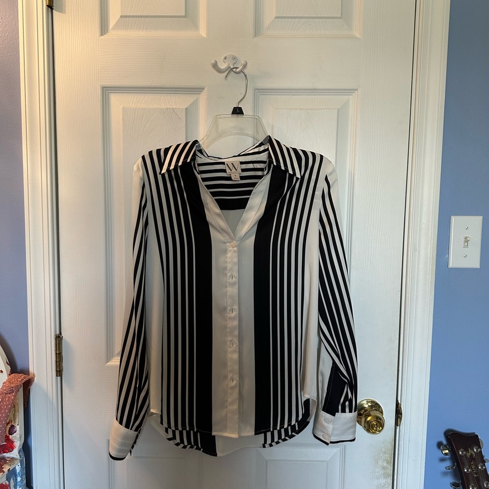 Worthington Black and White Striped Blouse